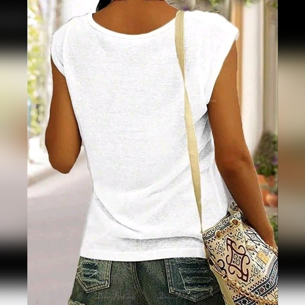 NWT White Vneck Batwing Shein Tank Top - Picture 2 of 9